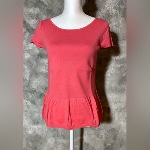 LOFT Coral Short Sleeve Peplum Top (Love16)